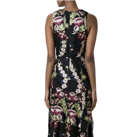 NWT Alice + Olivia Sheena Black Floral Embroidered Midi Maxi Dress 10 - Picture 3 of 10